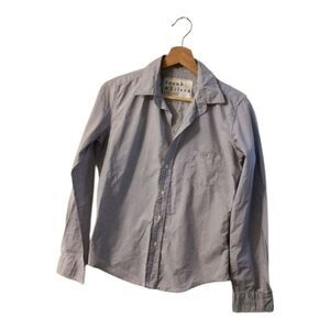 Frank & Eileen Barry Shirt Navy Blue White Stripe XS – Classic Button Down‎ Top